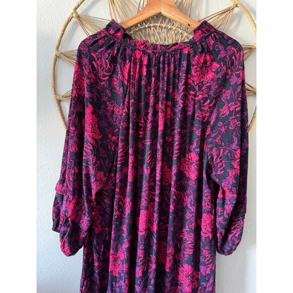Pioneer Woman Purple Pink Floral Fall Midi Maxi Dress Boho Cottage *no belt*(M) - Picture 13 of 15